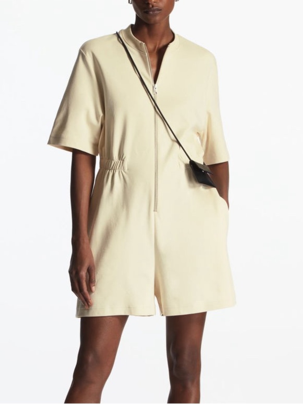 COS Cream Short-Sleeve Jumpsuit